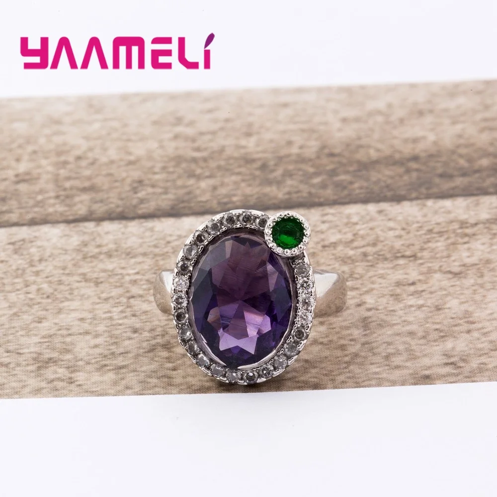 Top Quality Women Wedding Ring New Design Jewelry For 925 Sterling Silver Accessories With Purple Green Stone | Украшения и