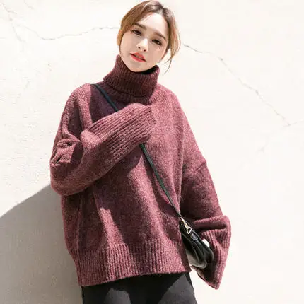 Fashion 2019 winter new high collar sweater female loose wild bottoming shirt was thin women's quality | Женская одежда