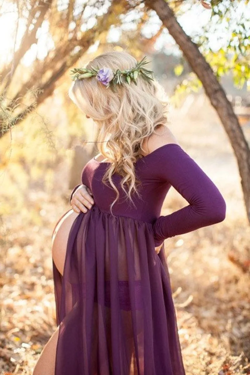 Pregnancy Dress Photography Props Dresses For Photo Shoot Maxi Gown Maternity Clothes Pregnant Women Premama Vestido | Мать и ребенок