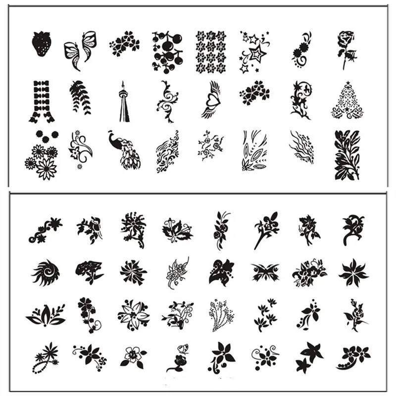 

1pcs New 2019 Black Lace Flower Nail Stamping Plates 12.5x6.5cm Stainless Steel Nail Art Stamp Templates Manicure Tools