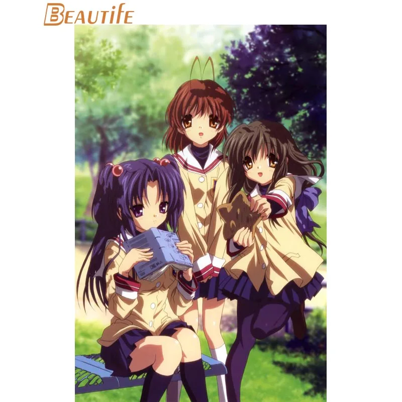 Пользовательские Clannad аниме плакат ткань Шелковый украшения дома настенный