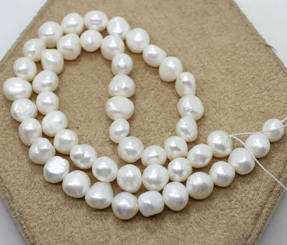 

Natural White Baroque Pearl Loose Beads 15" Long Strand 6mm-10mm