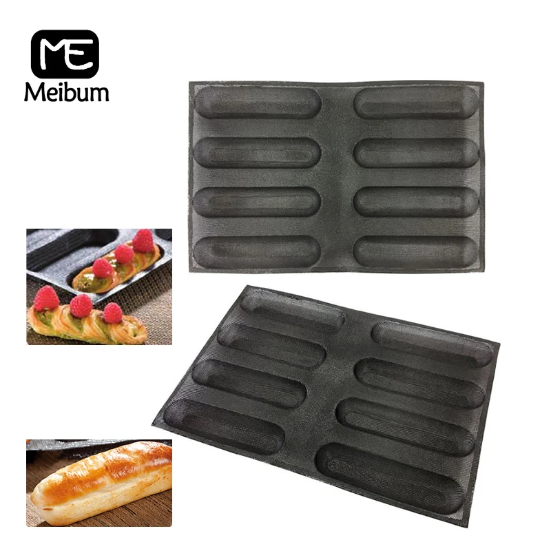 Meibum 8 полость черная пористая силиконовая форма хот дог длинный батут для хлеба