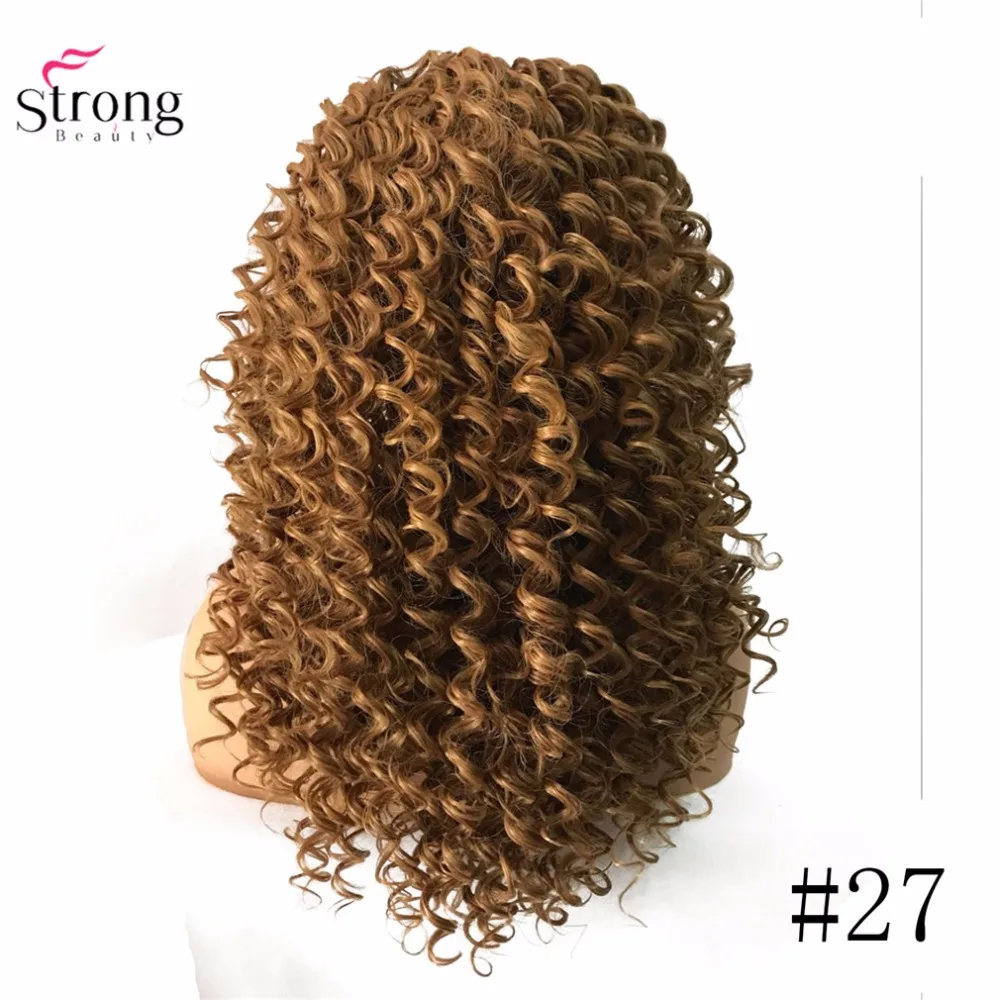 StrongBeauty синтетические волосы на кружеве Искусственные парики коричневый/черный длинные нахальный вьющиеся волосы шиньон синтетическ