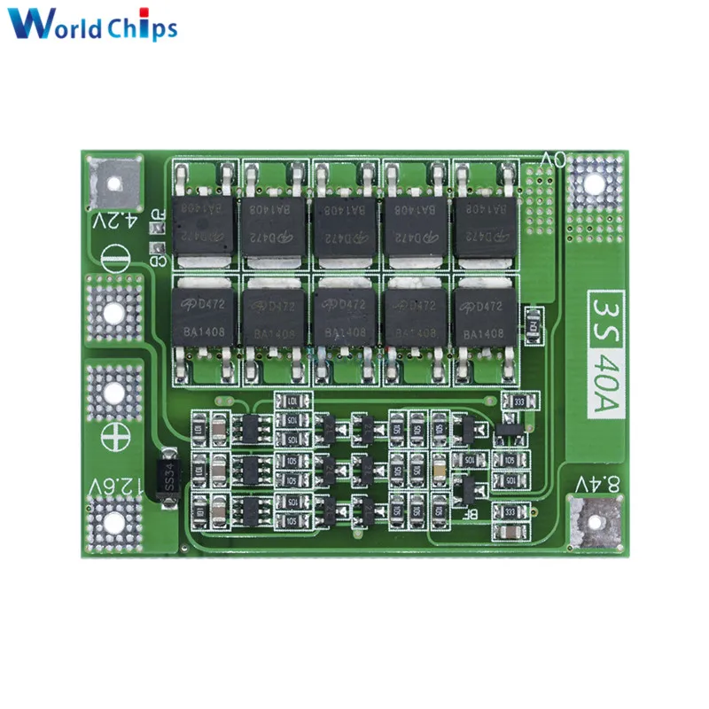 Защитная плата PCB BMS для зарядного устройства литиевых батарей 3S 40 А 11 1 В 12 6 в 18650