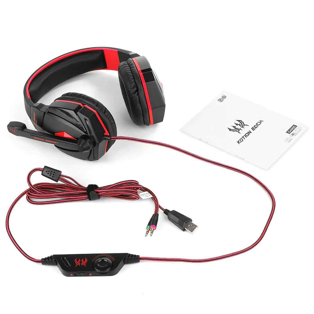 Игровые наушники KOTION G4000 компьютерные стерео светодиодный с глубокими басами для