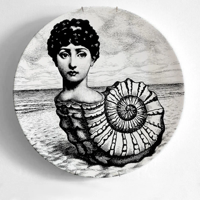 21 10-дюймовая шпилька для Fornasetti таблички для дома украшения Рождественские украшения для ужина пластина декоративная настенная посуда черный, белый цвет настенные тарелки - Цвет: 21