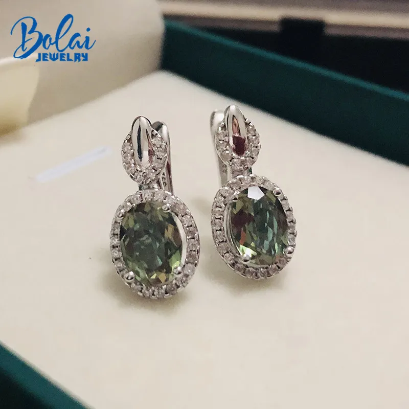 Bolai nano diaspore серьги-гвоздики, серебро 925 пробы, меняющие цвет драгоценных камней, хорошее ювелирное изделие для женщин, подружки невесты, свадебные элегантные