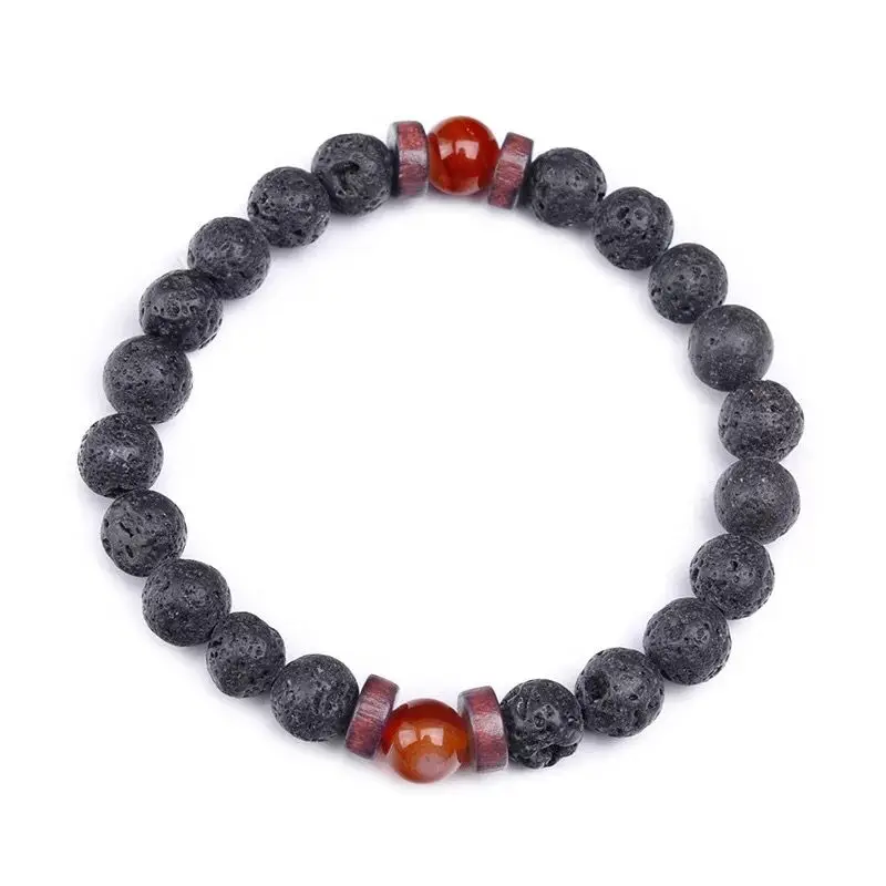 Natural Stone Beads Bracelets Pearl Tibet Buddha Chakra Bracelet Black Lava Healing Balance Couple bracelets Gifts | Украшения и