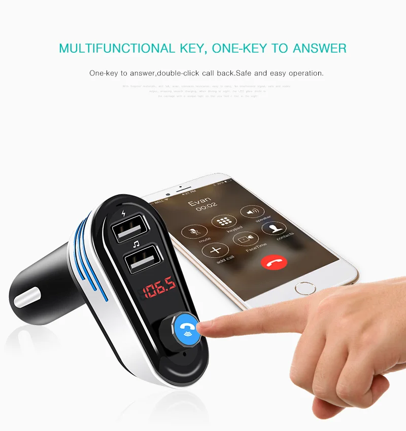 AP02 Bluetooth автомобильный комплект с громкой связью fm передатчик светодиодный