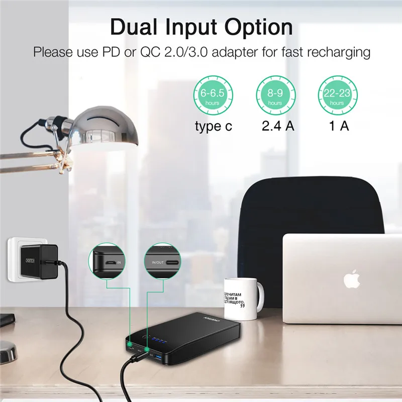 CHOETECH Быстрая зарядка 3 0 power Bank 20000 мАч портативное зарядное устройство для
