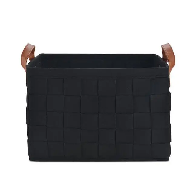 C Dark Gray Large Фетровая коробка для игрушек корзина для белья ручной работы плетением хранения Корзина Zakka Органайзер корзина для грязной одежды корзины для белья Ванная комната панье opbergmand - Цвет: C Dark Gray Large
