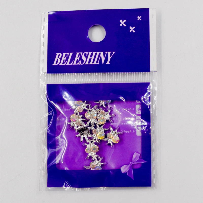 Beleshiny 10 шт./пакет паук дизайн флеш сплав Стразы для нейл арта самодельные