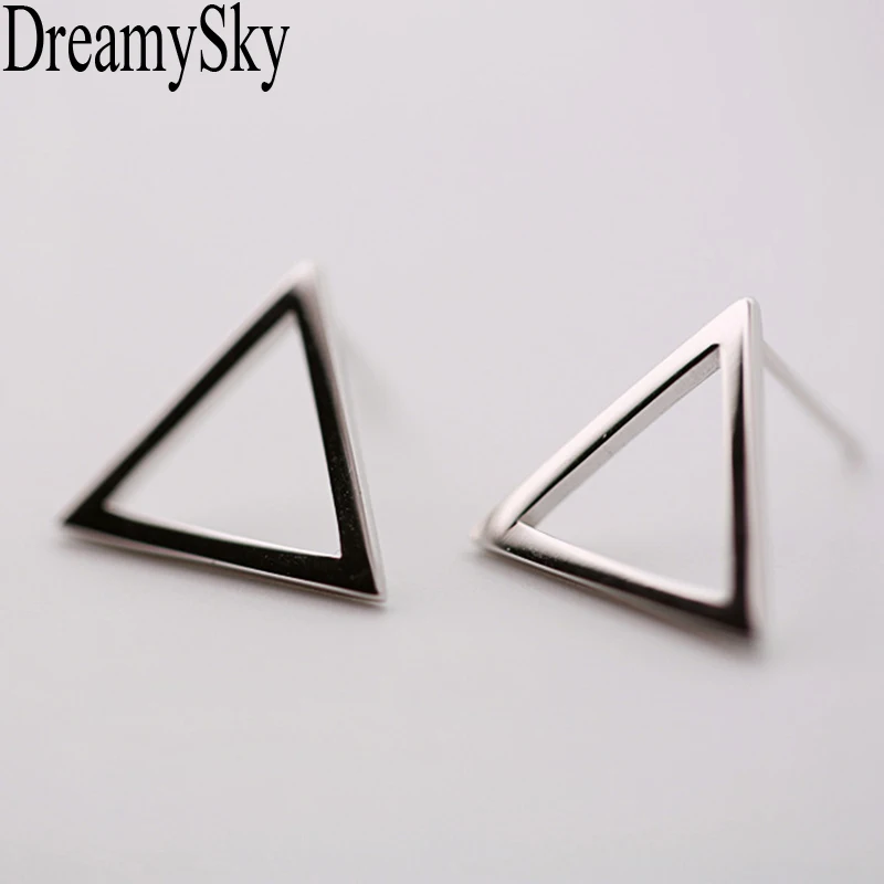 Женские ажурные треугольные серьги DreamySky серебристые ювелирные изделия