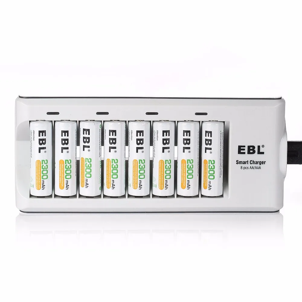 8 шт./партия EBL 2300 мАч аккумуляторные батареи + гнезда зарядное устройство для AA AAA