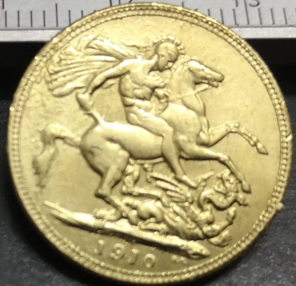 1910 Великобритания 1 Sovereign-Edward VII. 9999 pure Gold Plated Имитация монеты
