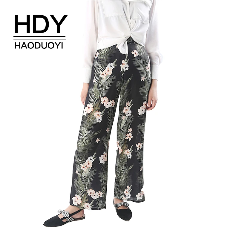 Женские свободные брюки HDY Haoduoyi повседневные осенние с цветочным принтом на