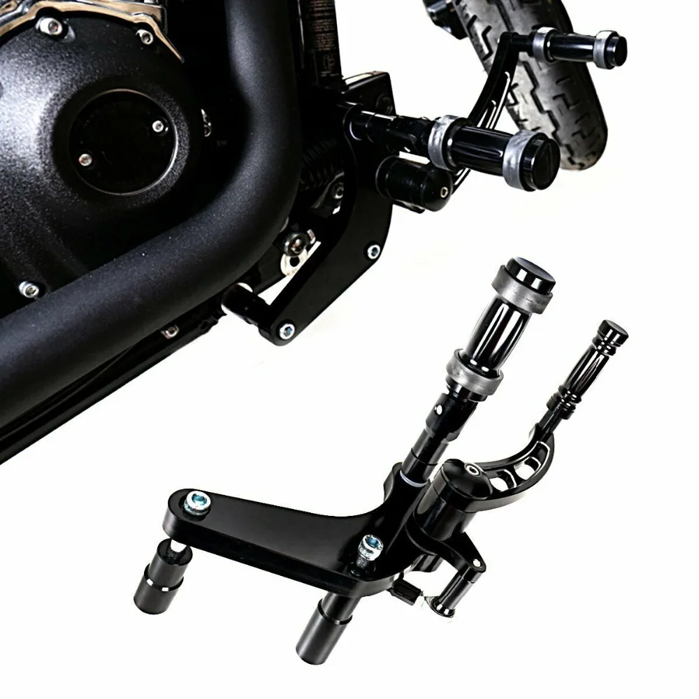 Черные наборы для ног с передним управлением подходят для Harley- Street Bob FXBB запчасти