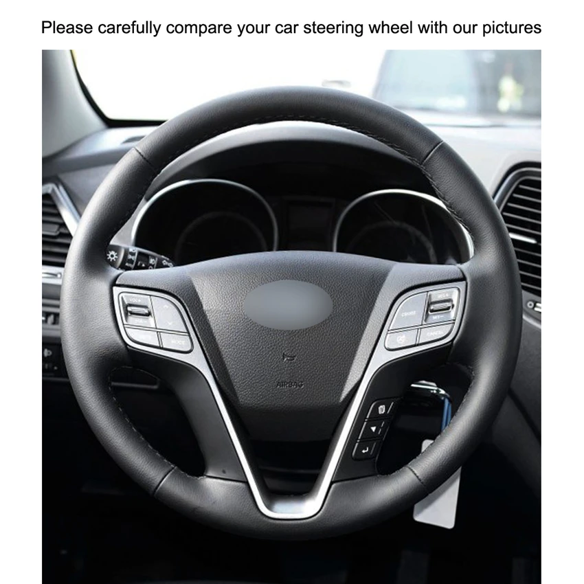 Hand-stitched DIY Black Micro Fiber Leather Car Steering Wheel Cover for Hyundai Santa Fe 2013-2018 ix45 2013-2016 Accessories | Автомобили