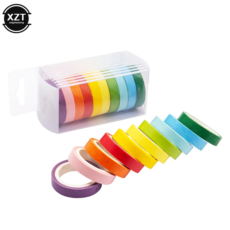 10 шт. набор декоративного скотча Васи Радуга сплошной цвет японский DIY