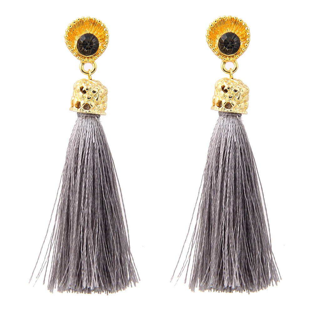 Fashion Bohemian Long Tassel Drop Dangle Earrings for Women Statement Black Red Boho Jewelry Accesorios Mujer | Украшения и