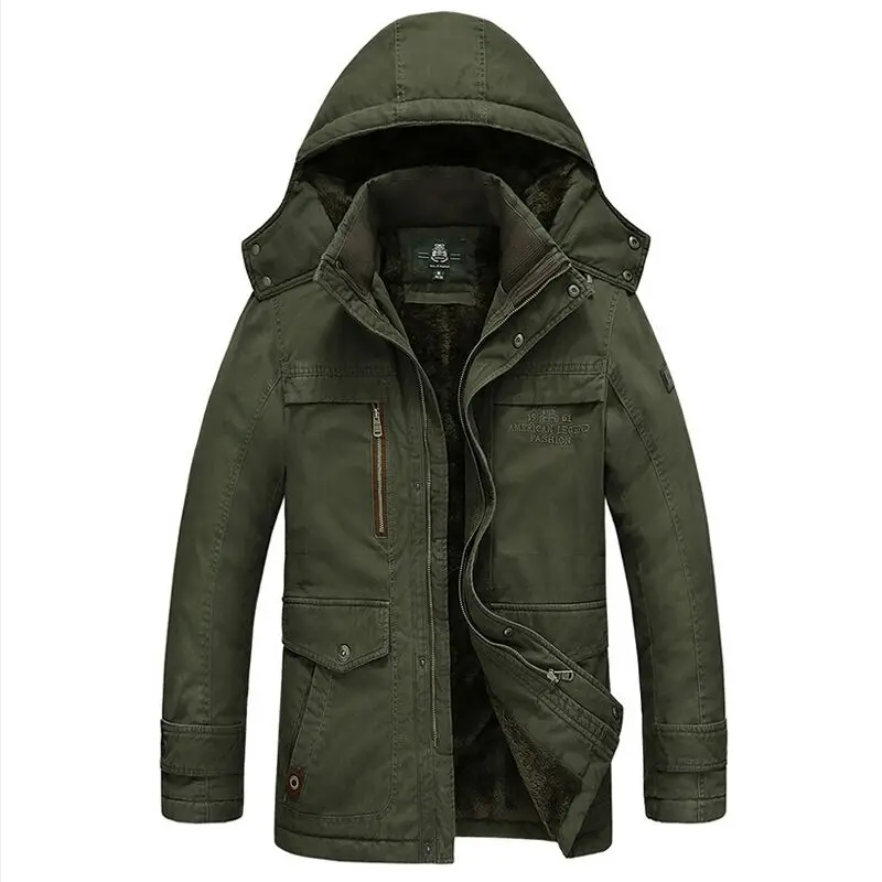 

Jackets Men Winter Outwear Coat Windbreaker Thick Wool Liner Military Jacket Mens Plus Velet Parka Size 5XL Militar Overcoat