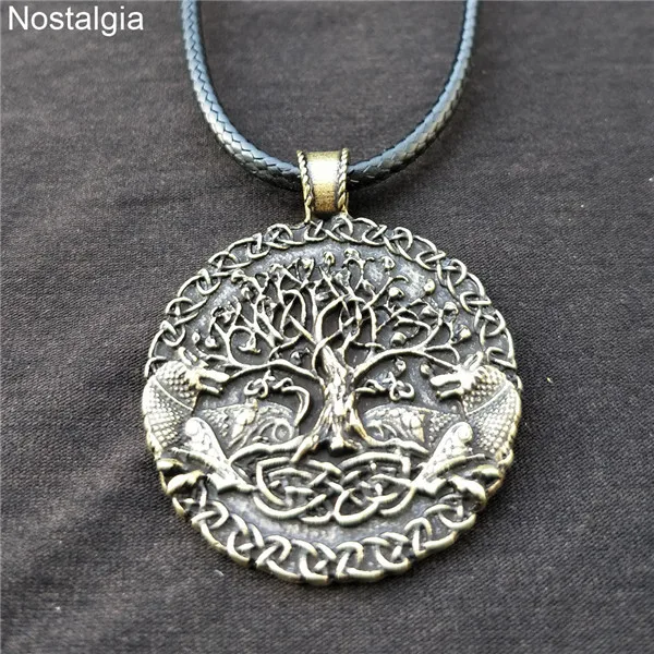 Rope Chain 1 Bronze Дерево жизни кулон двойной волк амулет металлический талисман ювелирные изделия для женщин и мужчин ожерелье Прямая поставка - Окраска металла: Rope Chain 1 Bronze