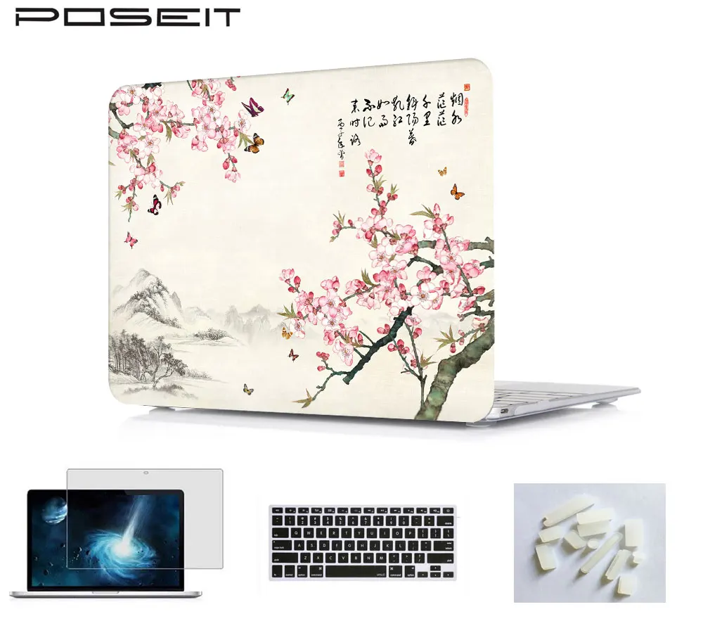 Кожаный чехол для ноутбука с рисунком жесткий клавиатуры Macbook Air 11 13 Pro Retina12 15