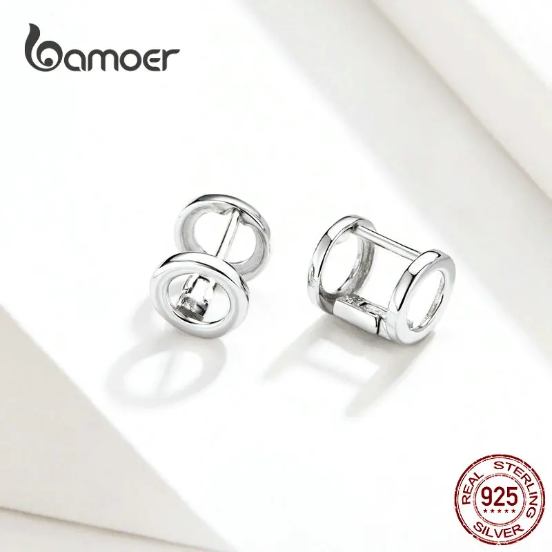 Bamoer простые круглые серьги-клипсы 925 пробы серебряные геометрические ювелирные изделия клипсы для ушей для мужчин и женщин модные ювелирные изделия BSE161