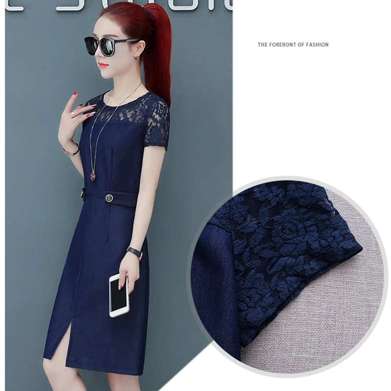 Летние джинсовые платья для женщин повседневные сарафаны в Корейском стиле с