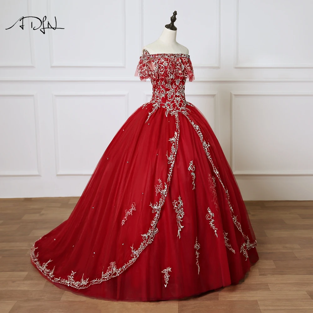 ADLN очаровательные бордовые платья Quinceanera с вышивкой сексуальное бальное платье
