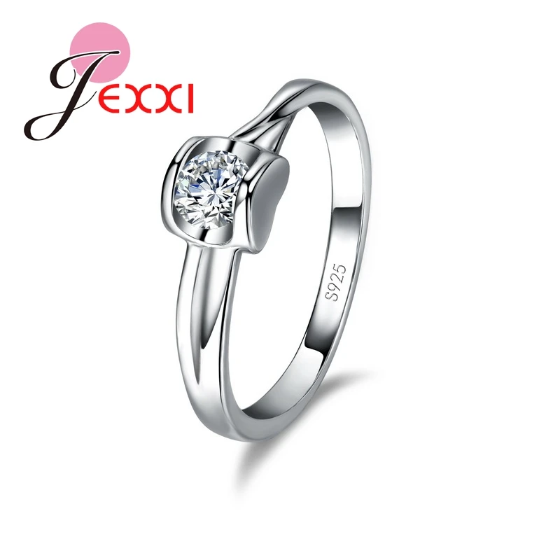 

Top Quality Wholesale Newest 925 Sterling Silver Engagement Ring With Double Heart Austrian Crystal For Female Gift