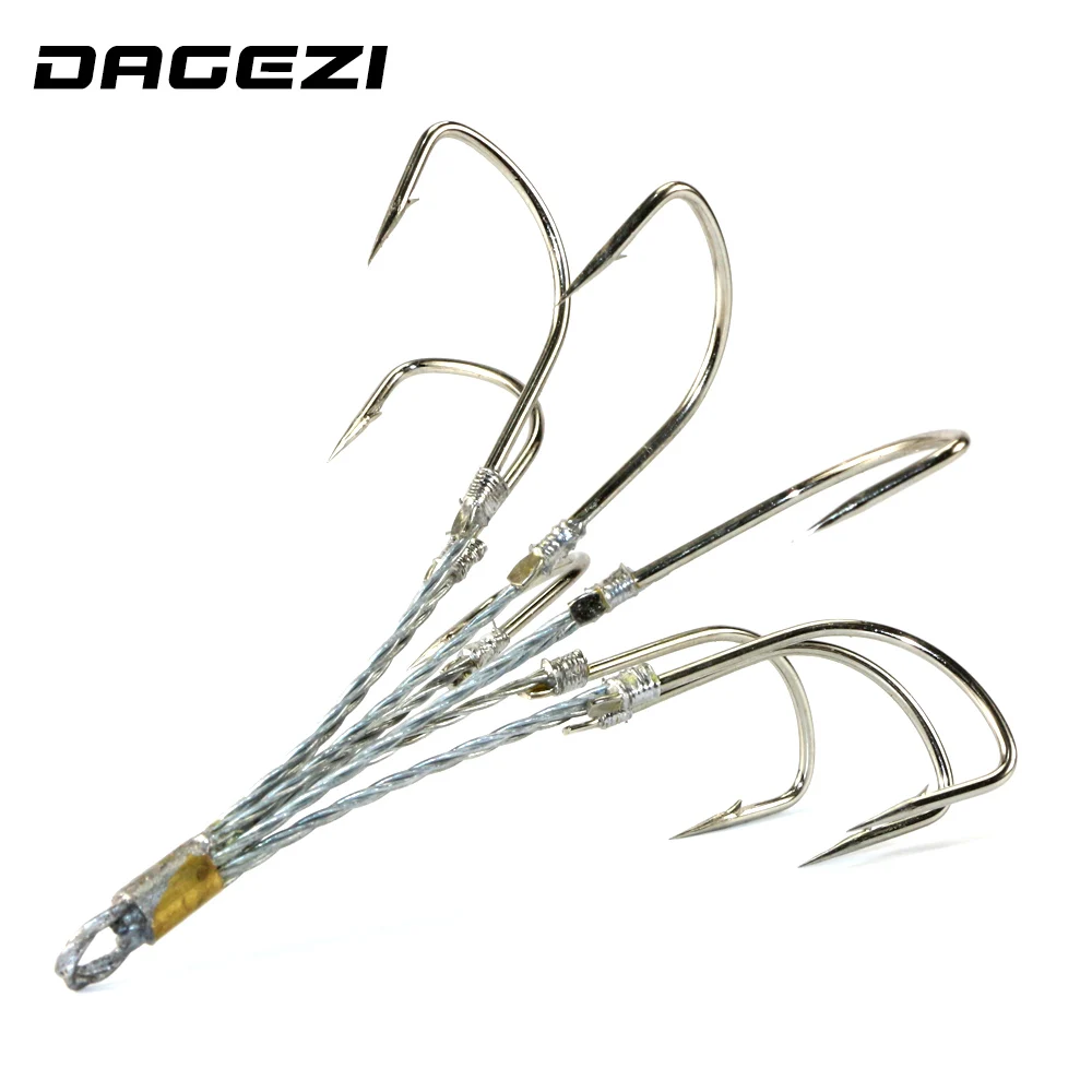 DAGEZI 5 шт./лот 5#6#8# рыболовный крючок из высокоуглеродистой стали тройные Крючки рыболовные снасти большое рыболовное оборудование