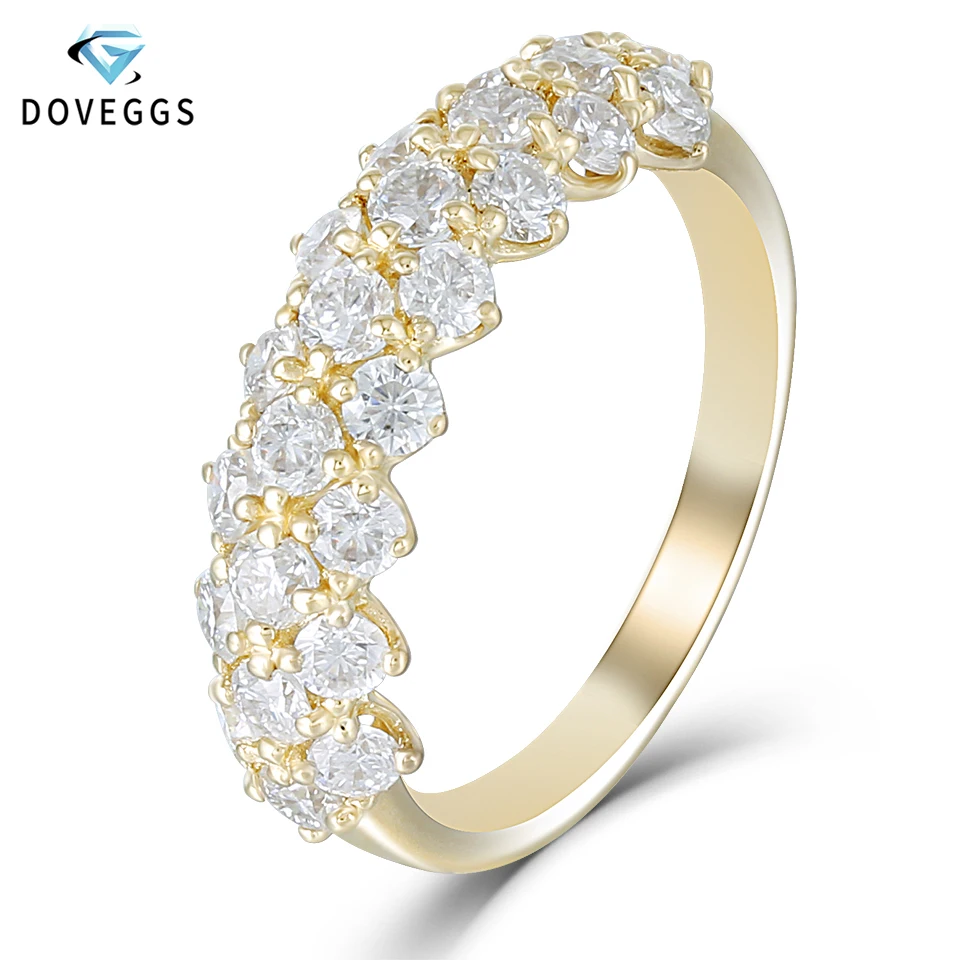 DovEggs романтическая 14 к 585 Желтое золото Муассанит половина вечности обручальное кольцо для женщин подарок штабелируемое Золотое обручальное кольцо 6 мм ширина