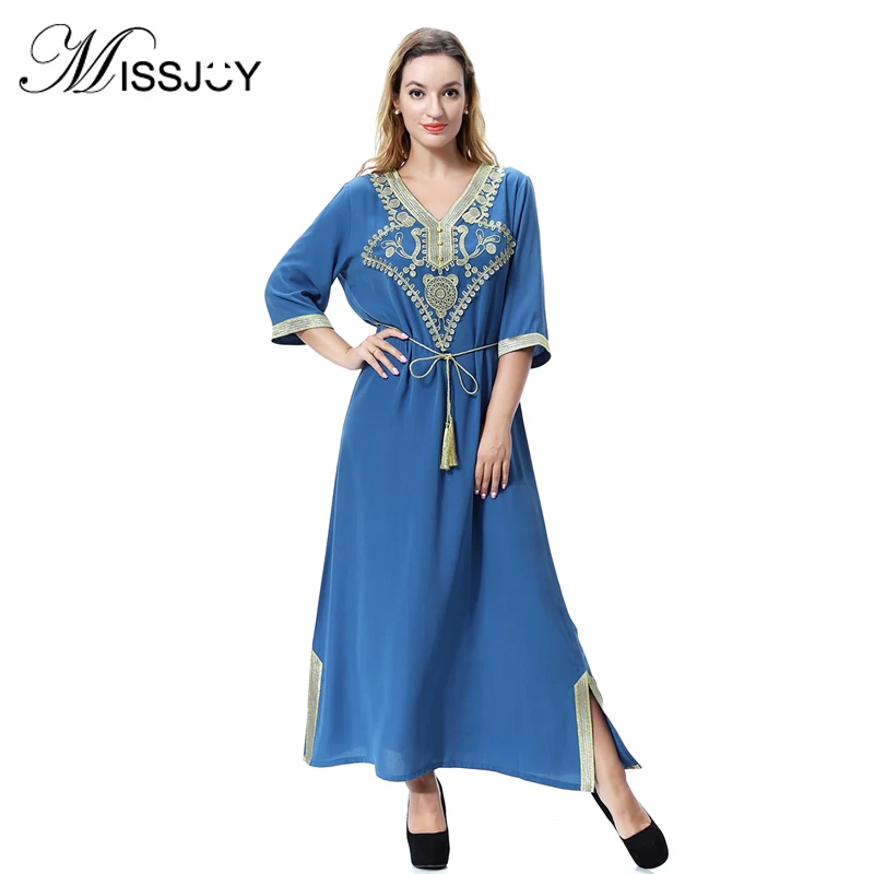 Платье MISSJOY Дубай абайя мусульманское блестящее женское платье с цветочным