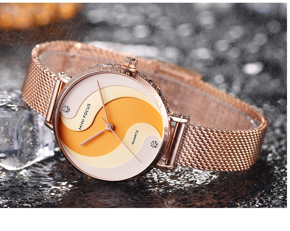 MINIFOCUS Watch Women Fashion Dress Quartz Watch Luxury Brand Ladies Full Steel Mesh Strap Waterproof Watches Female reloj mujer