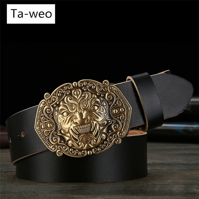 Ta-weo Fashion Ghost Mask 2018 New Arrival Retro Genuine Leather Belt, Designer Belts Men High Quality