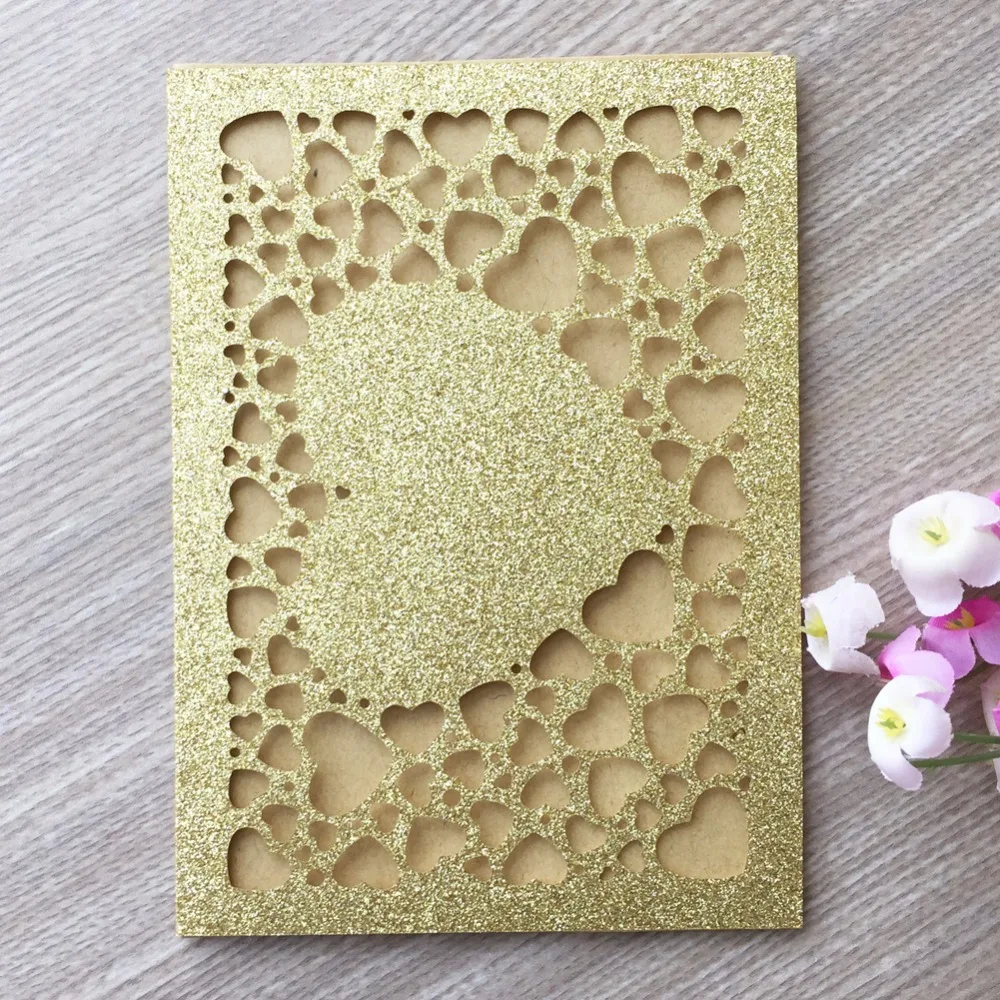 Блестящие бумажные простые свадебные пригласительные открытки 50 шт./лот для дня