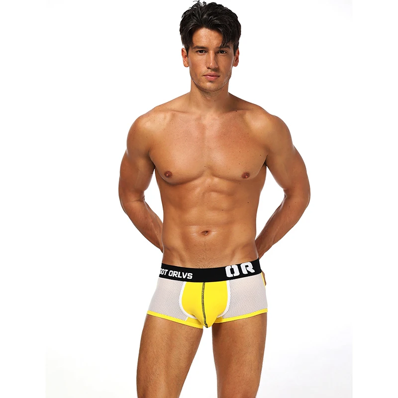 

4PCS Men Underwear Boxer Shorts New Sexy Male Mesh Breathable Boxers Sexy U Pouch Convex pants Gay Men Underpant