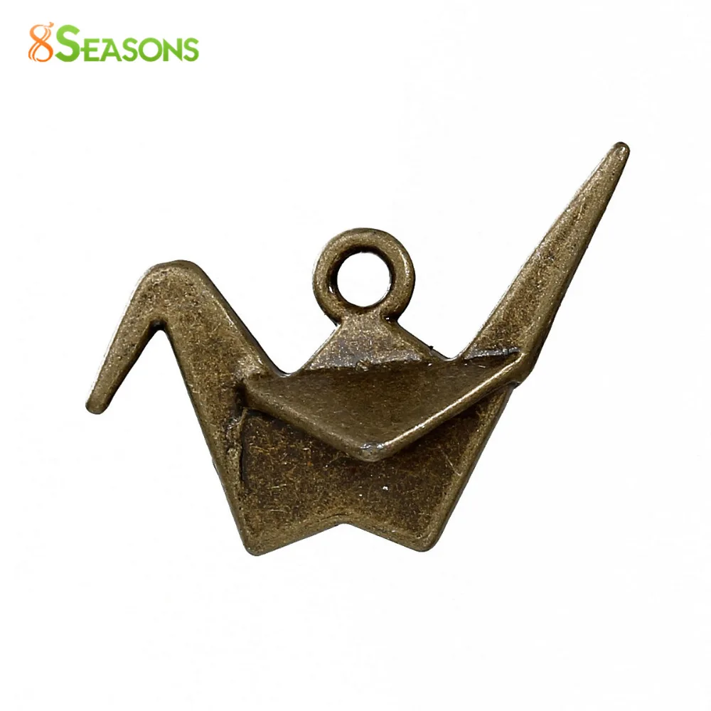 8 сезонов модные 3D Подвески оригами кран античная бронза 28 мм (1 1/8 &quot) x 20 (6/8&quot)