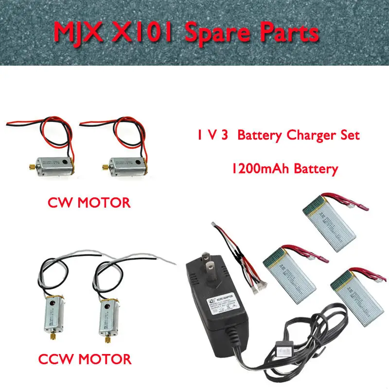 Blueskysea 3in1 Cable+AC Charger+3pcs 1200mAh Batteries+Servo Motor (CCW&ampCW) For MJX X101 RC Drone | Игрушки и хобби