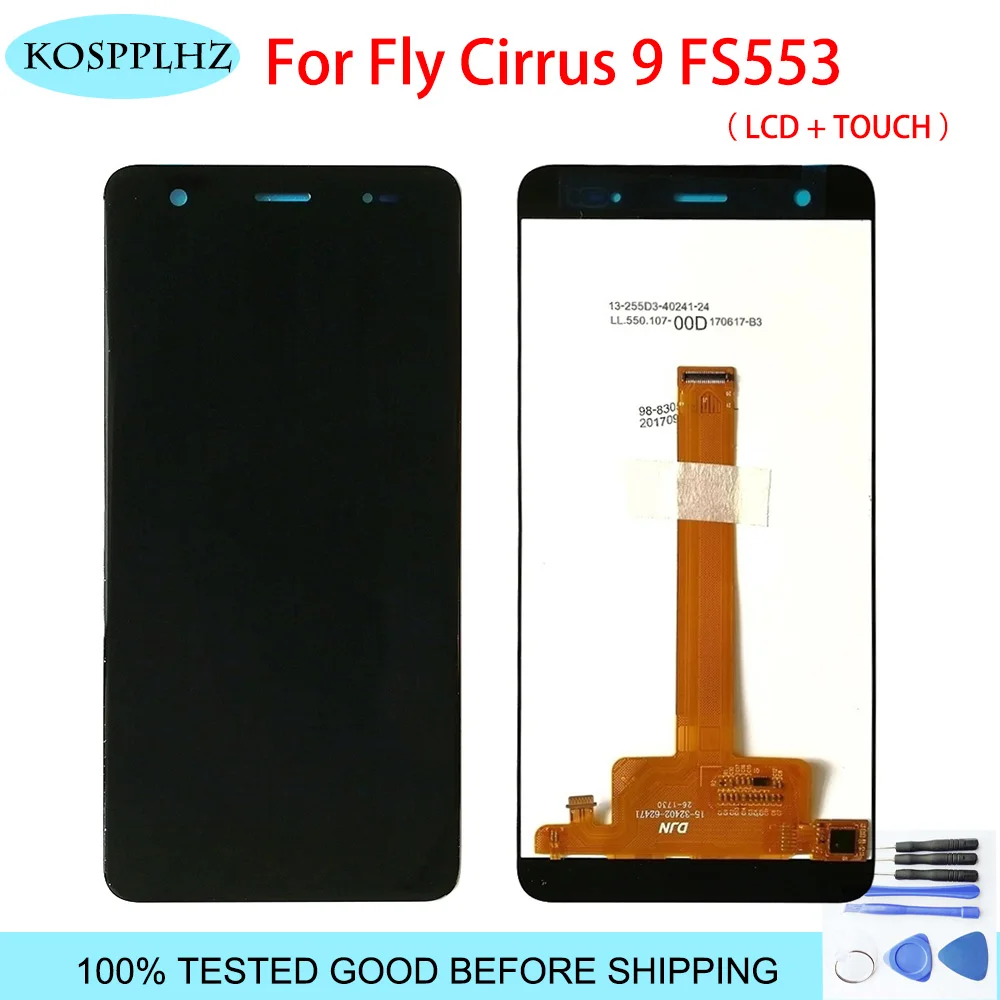 

100% Tested Well For Fly Cirrus 9 FS553 LCD DIsplay + Touch Screen Digitizer Assembly Replacement for fly fs 553 lcd + Tools
