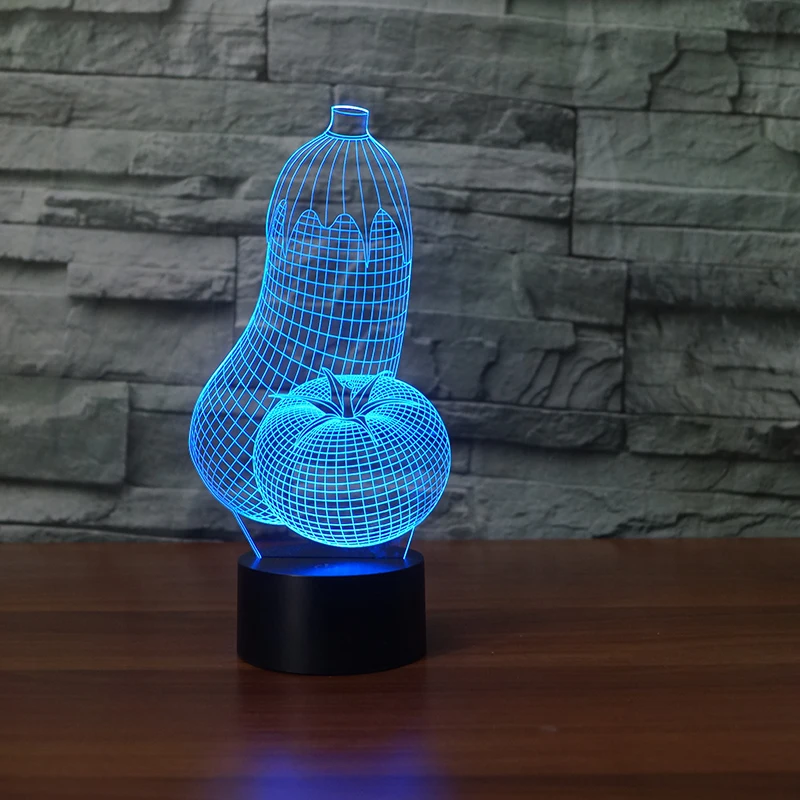 Овощи LED 3D лампа баклажаны томаты форма RGB ночник красочный настольный светильник