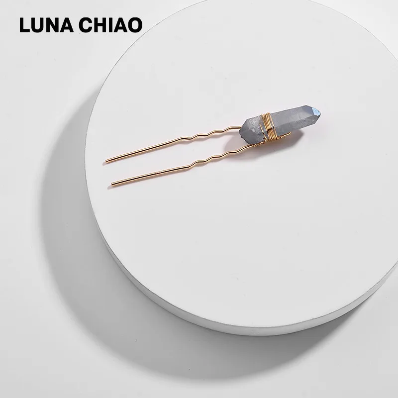 Женские аксессуары для волос LUNA CHIAO простые шпильки из натурального кварца с
