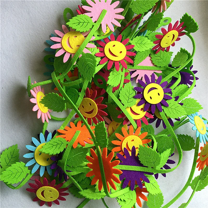 5 шт./лот украшения для смайликов войлочная резка солнечный цветок плетеная