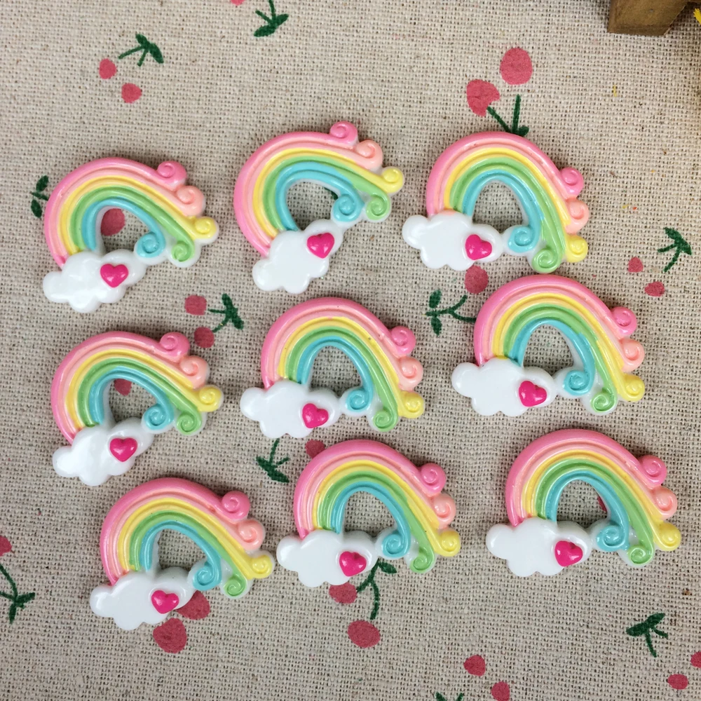 10 шт. Кабошон из каучука с плоским основанием кавайные радужные аксессуары для