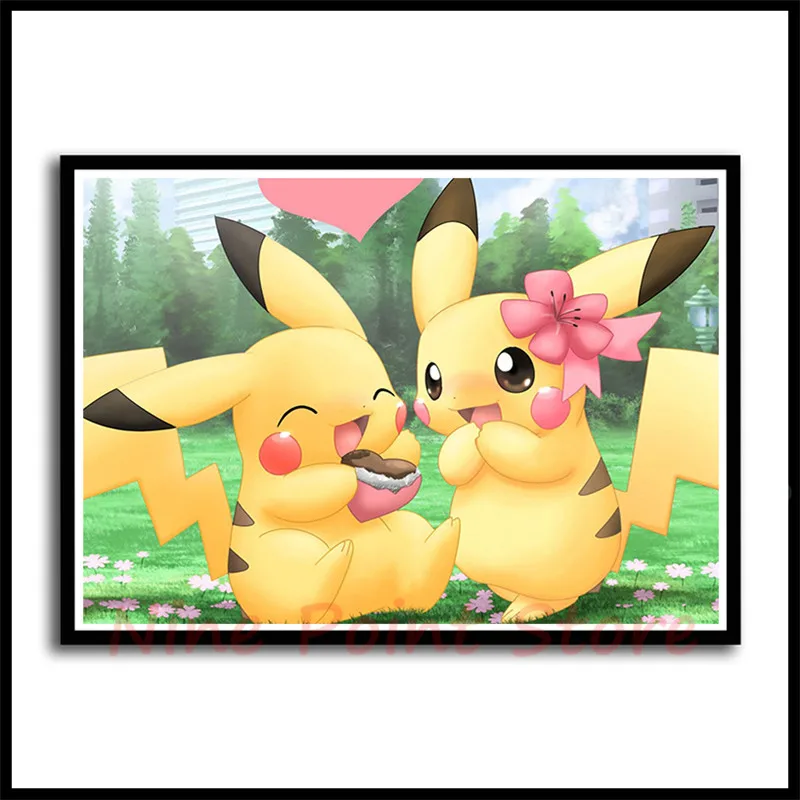 Pokemon бумага с покрытием постер печать Pocket Monster Аниме Картина для гостиной украшение стены бескаркасные - Цвет: Лиловый