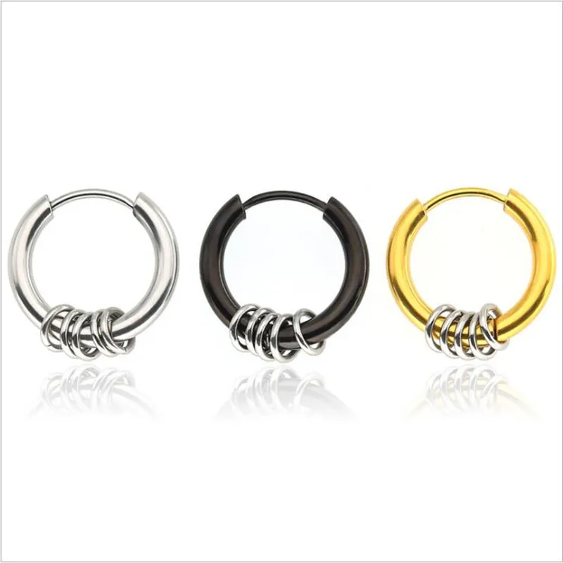 

Shi04 316 L Stainless Steel Round Shape Hoop Earrings Vacuum Plating No Easy Fade Allergy Free Many Size Color