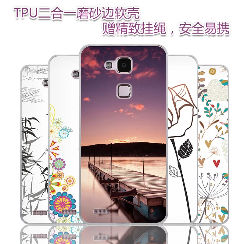 Для Huawei Ascend Mate 7 Мягкий Гель ТПУ Случае Покрытия роза Девушка Птица Закат Орел