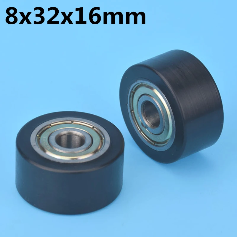 1Pcs 8x32x16 mm Nylon Plastic Wheel With Bearings Flat miniature pulley POM Hard bearing Durable Elevator machinery